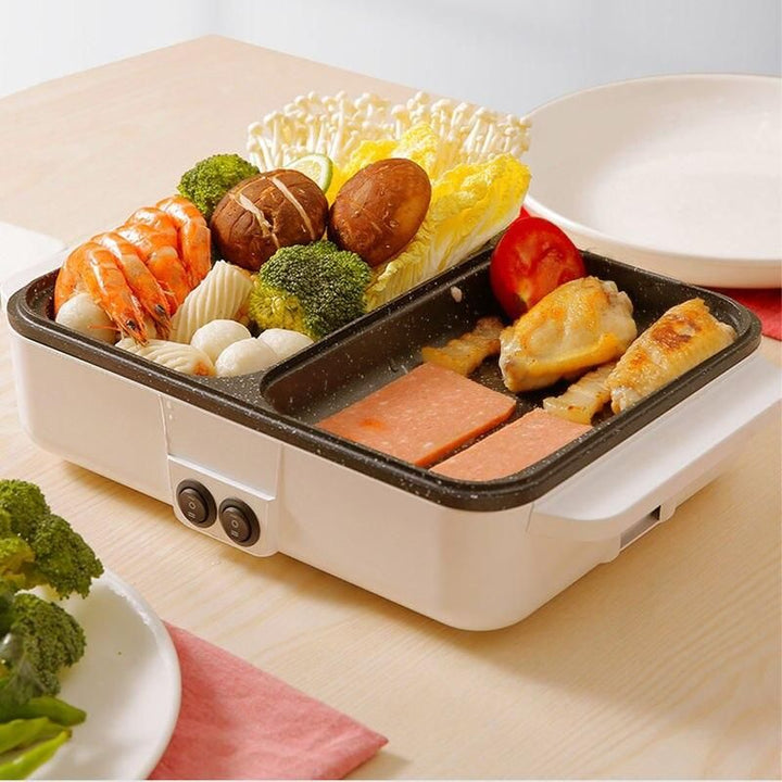 2-in-1 Electric BBQ Grill & Hot Pot with Non-Stick Plate