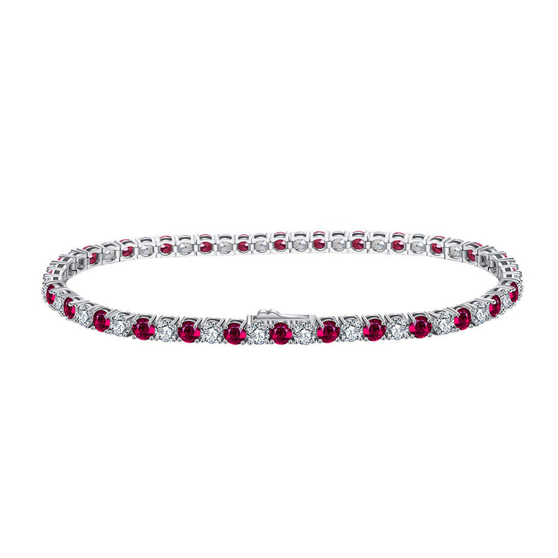 red zircon single row bracelet, view 5 - MRSLM