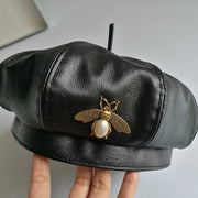 black faux leather beret, view 5 - MRSLM
