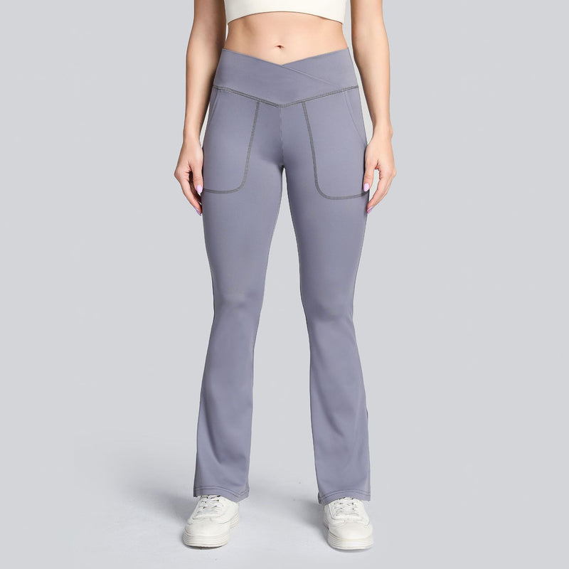 high-stretch cross-waist flared yoga pants, view 5 - MRSLM