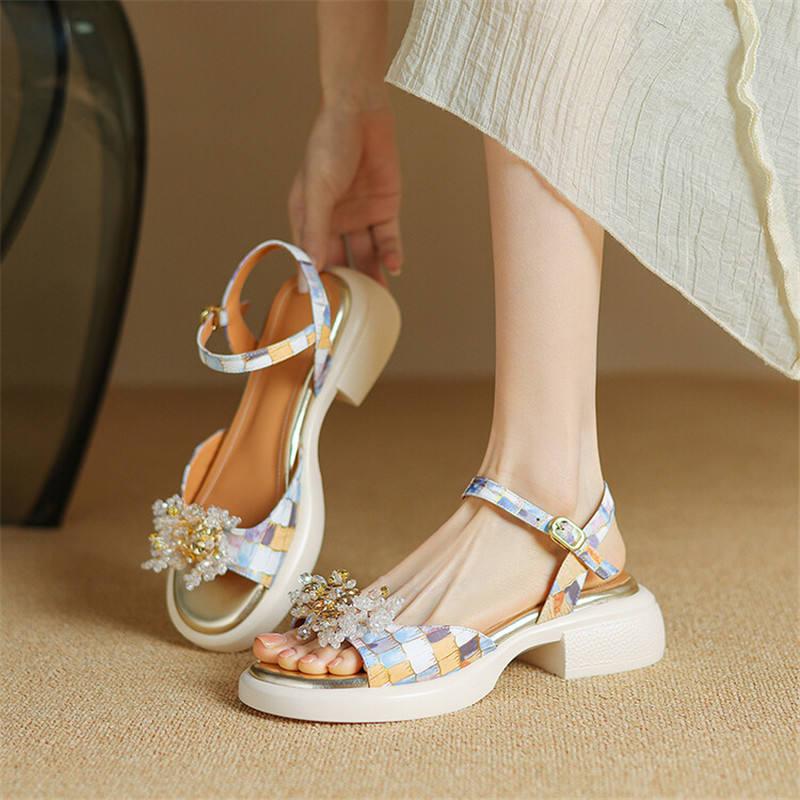Leather chunky heel sandals, view 23 - MRSLM