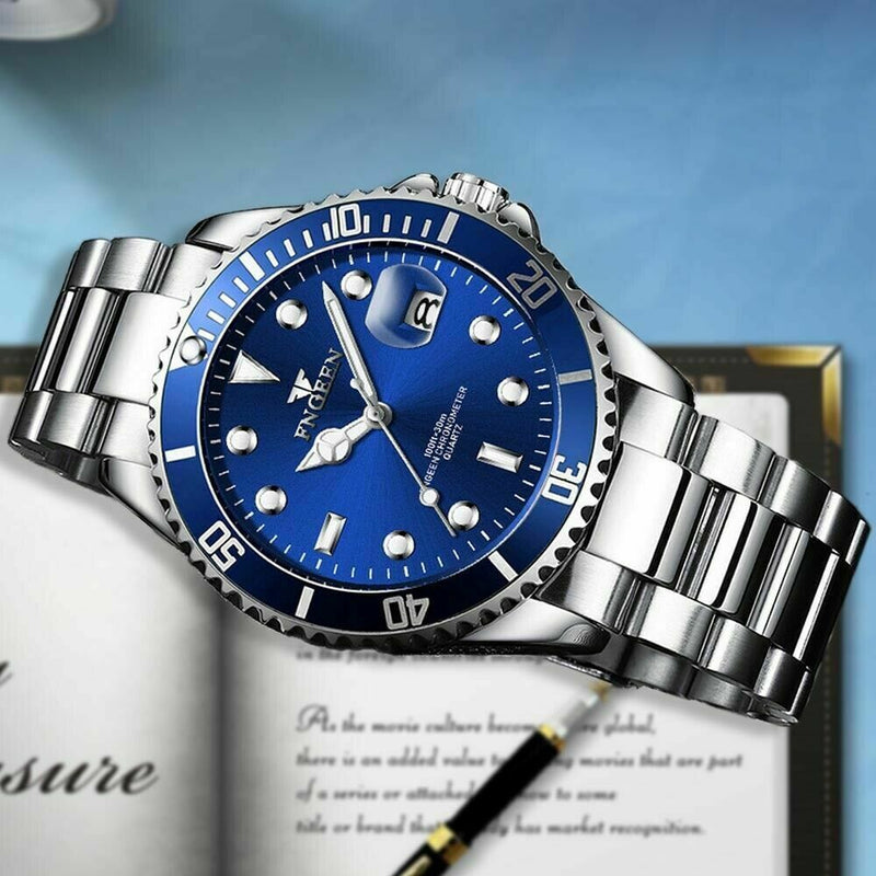 men's stainless steel luminous quartz watch, view 9 - MRSLM