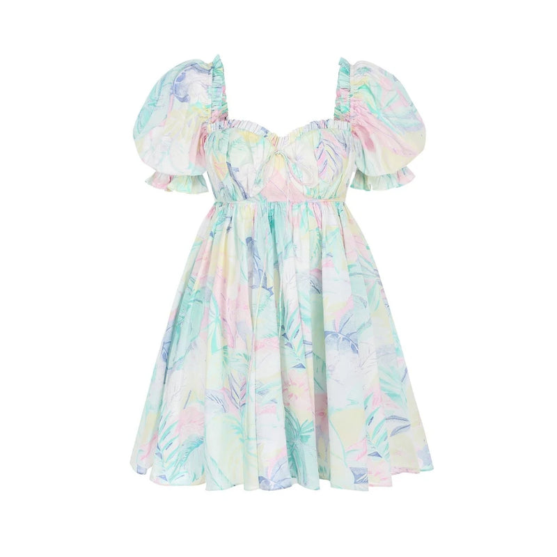floral tie-dye backless mini dress, view 8 - MRSLM