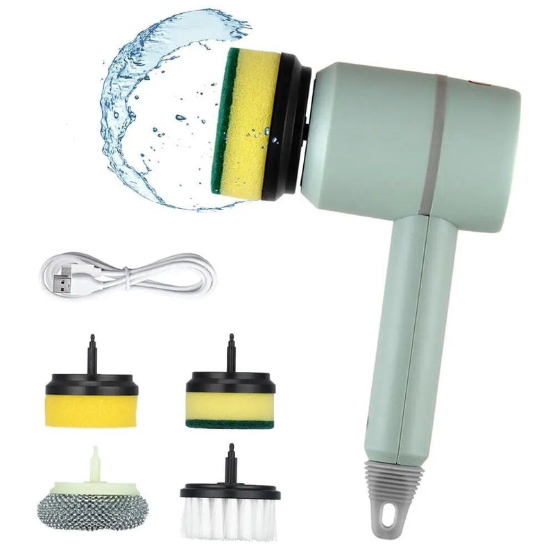 electric spin scrubber with 4 brush heads, view 5 - MRSLM