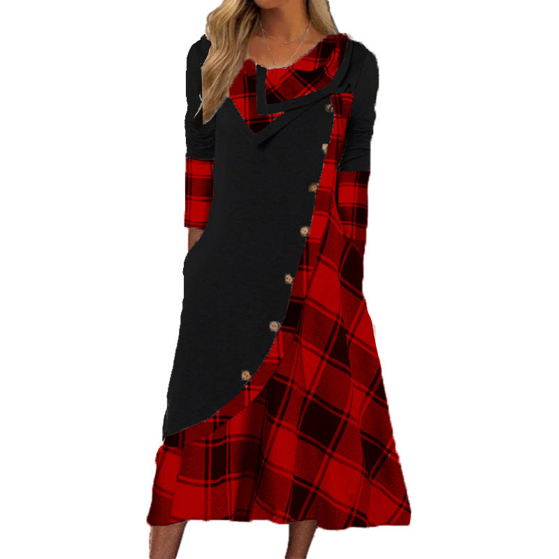 women's plaid dress, view 3 - MRSLM