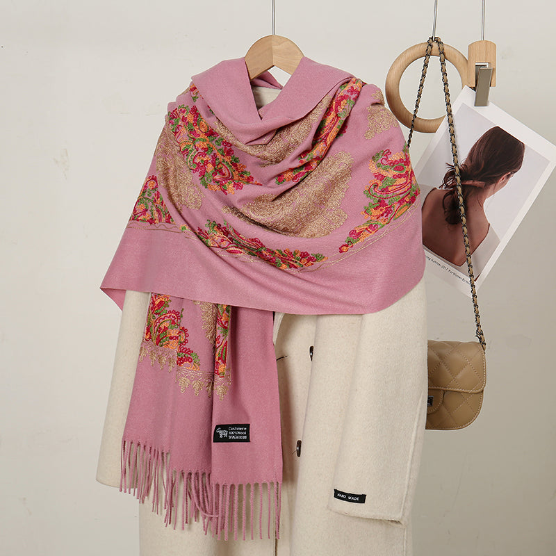 cashmere floral scarf, view 9 - MRSLM