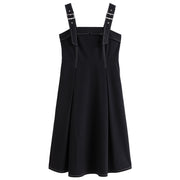 black fit-and-flare split dress, view 7 - MRSLM