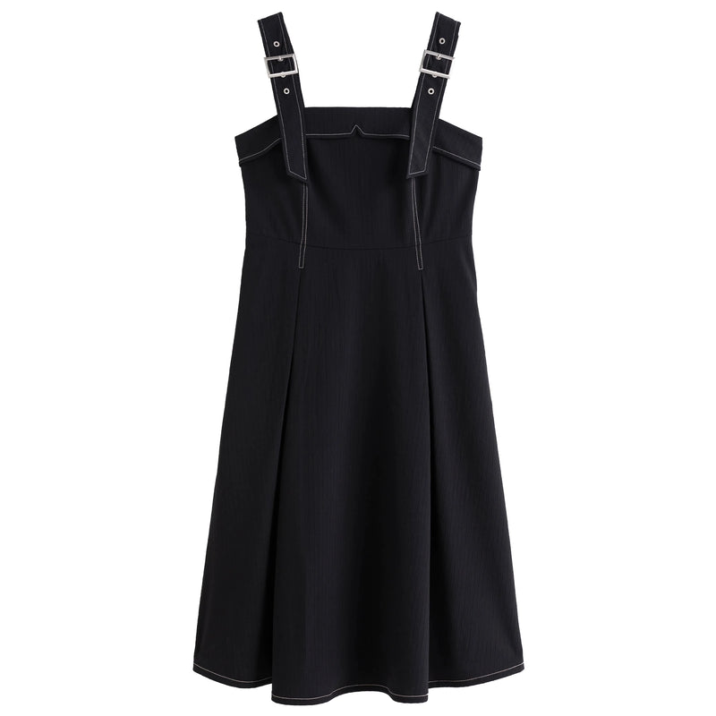 black fit-and-flare split dress, view 7 - MRSLM