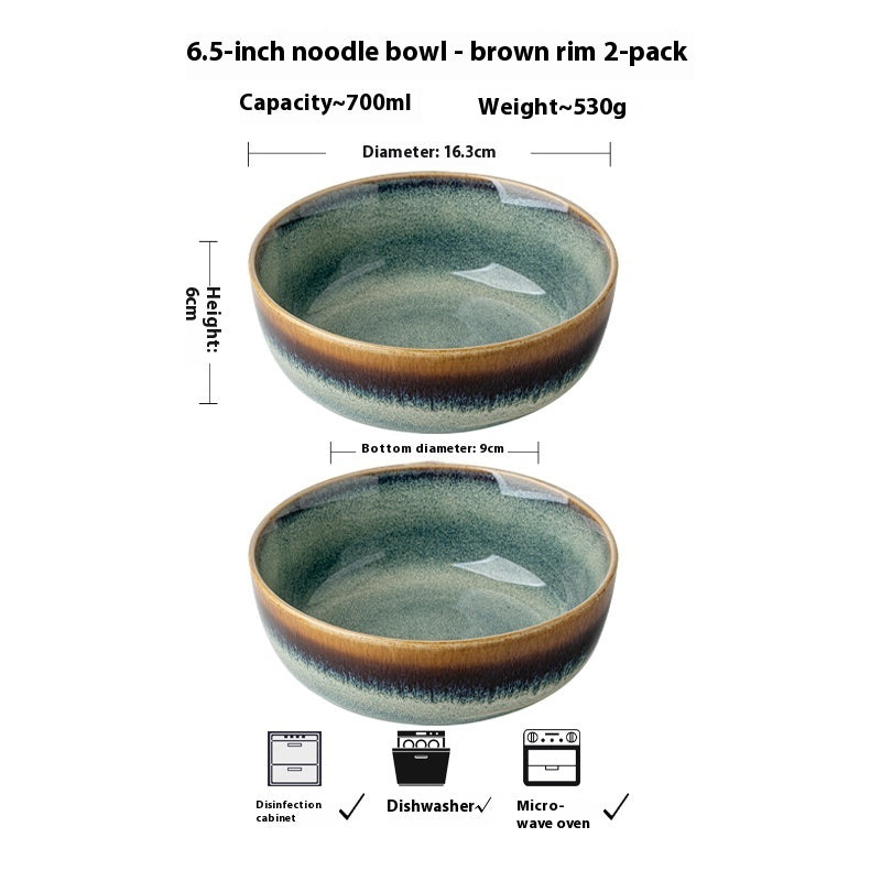 retro ceramic noodle bowl, view 6 - MRSLM