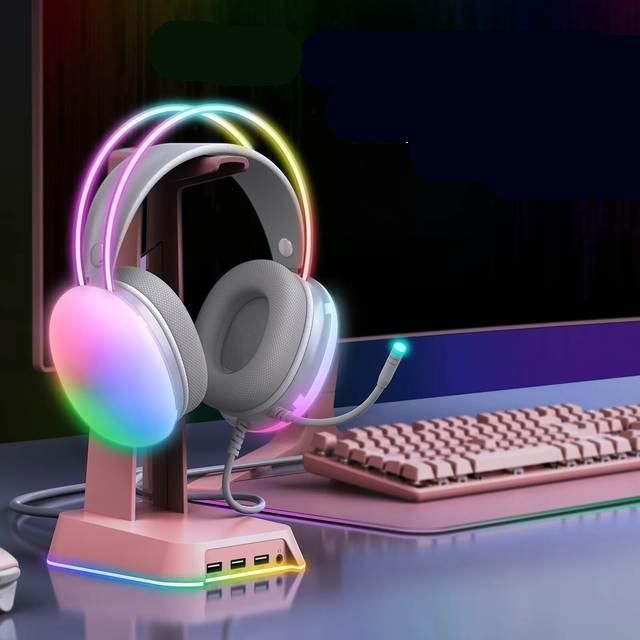 Full RGB PC Gaming Headphones with Customizable Lights and Noise-Cancelling Mic