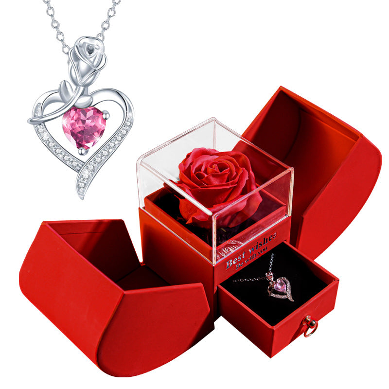 Preserved Rose Apple Gift Box with Necklace
