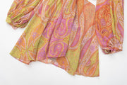 Women's long sleeve cutout print dress, view 7 - MRSLM