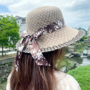 Elegant floral ribbon sun hat - MRSLM