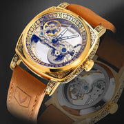 retro automatic leather watch, view 5 - MRSLM