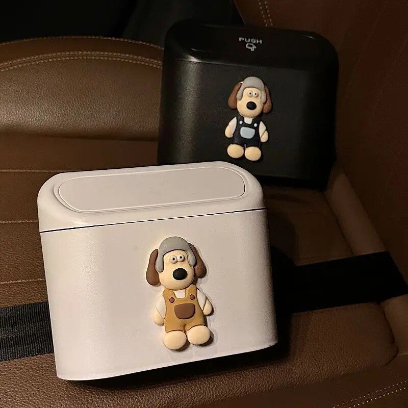 Sleek Square Car Trash Bin with Pressing Lid