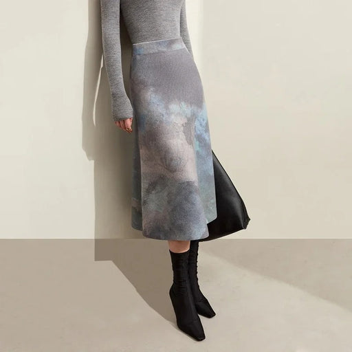 A-line skirt with Chinese ink print, view 2 - MRSLM