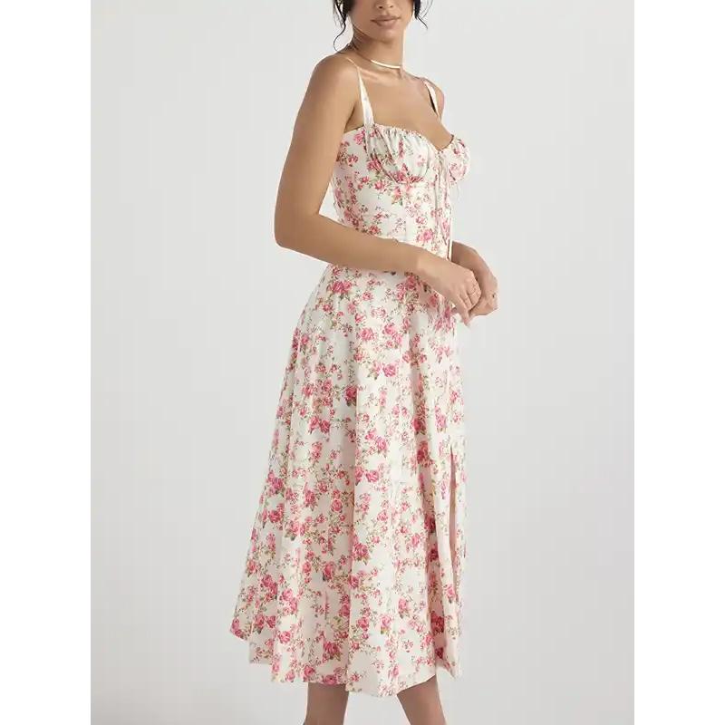 floral print camisole midi dress, view 5 - MRSLM