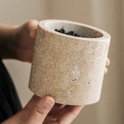 natural travertine stone storage container, view 3 - MRSLM