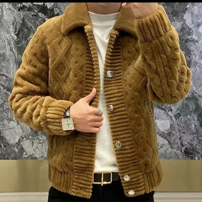 men's lapel knitwear coat, view 4 - MRSLM