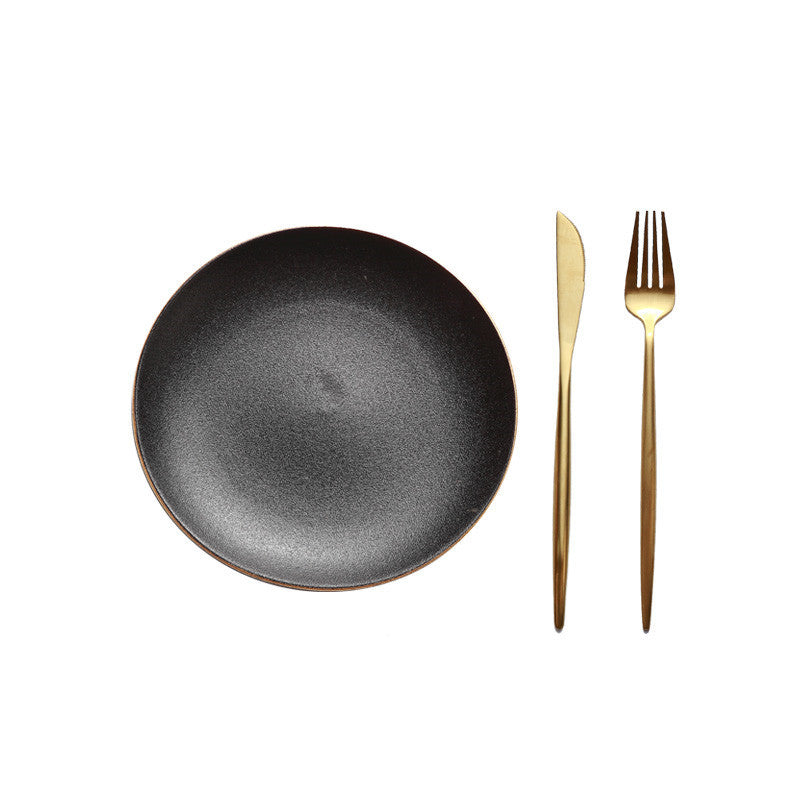 round flat porcelain steak plate, view 3 - MRSLM