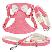 adjustable bowtie collar, leash and harness set, view 2 - MRSLM