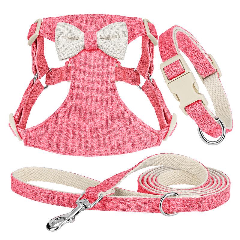 adjustable bowtie collar, leash and harness set, view 2 - MRSLM