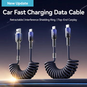 60w usb type c pd spring car charging cable, view 4 - MRSLM