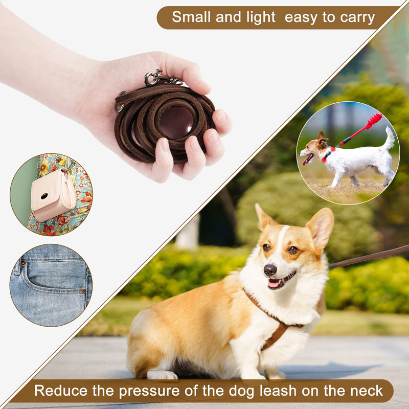 genuine leather dog leash, view 3 - MRSLM