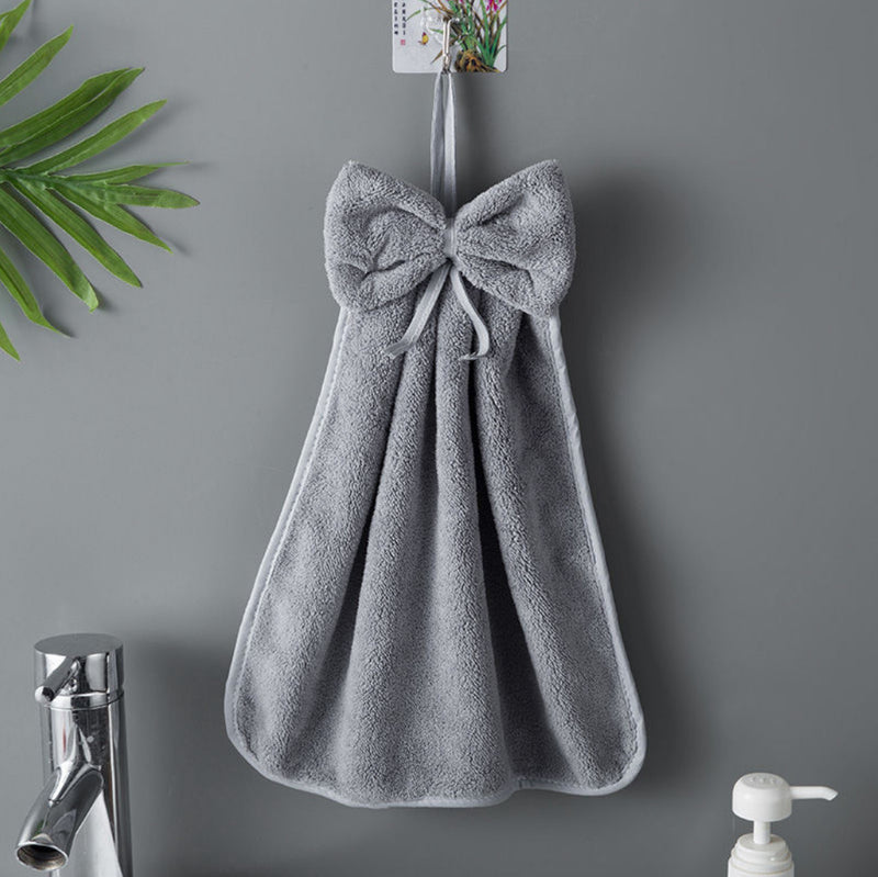 bowknot coral velvet hand towel, view 9 - MRSLM