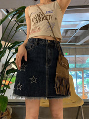 star embroidery denim skirt - MRSLM