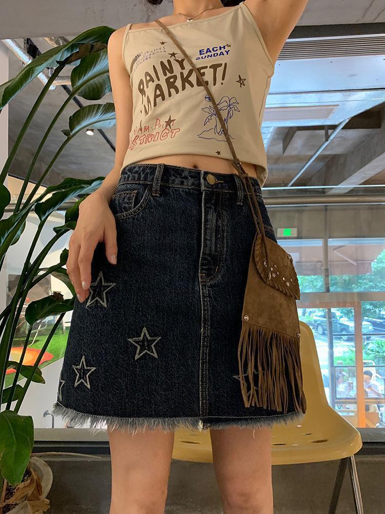 star embroidery denim skirt - MRSLM