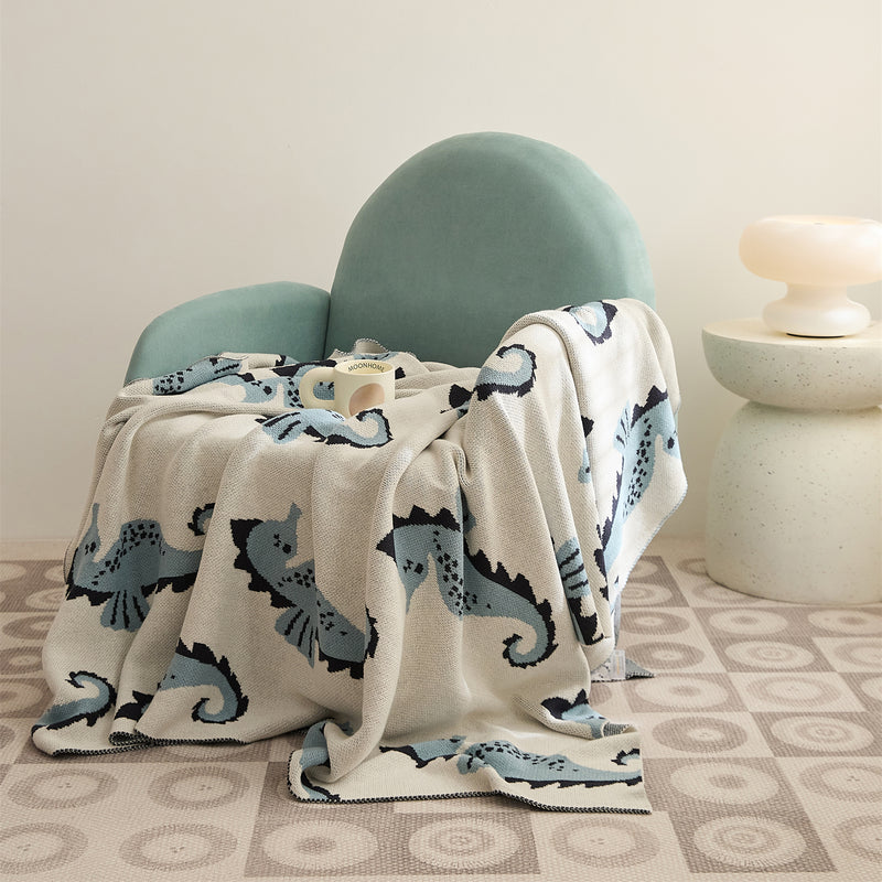 cute sea horse cotton blanket, view 5 - MRSLM
