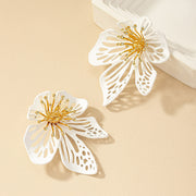 white floral drop earrings, view 8 - MRSLM