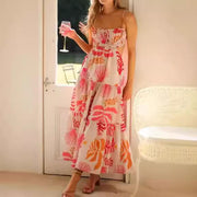 women's v-neck printed dress, view 2 - MRSLM