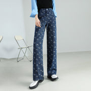 high-waist moon print baggy jeans, view 9 - MRSLM