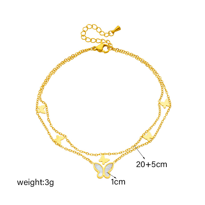 double-layer butterfly anklet, view 6 - MRSLM