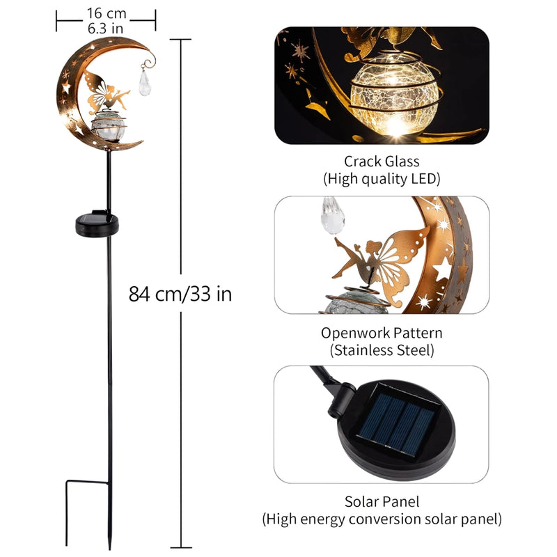 solar moon fairy garden light, view 4 - MRSLM
