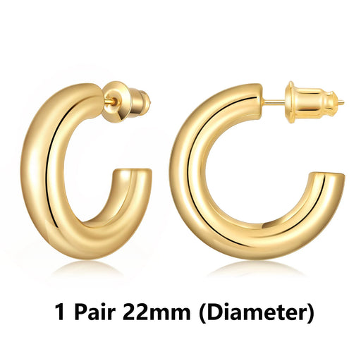 14K gold plated chunky hoop earrings, view 4 - MRSLM