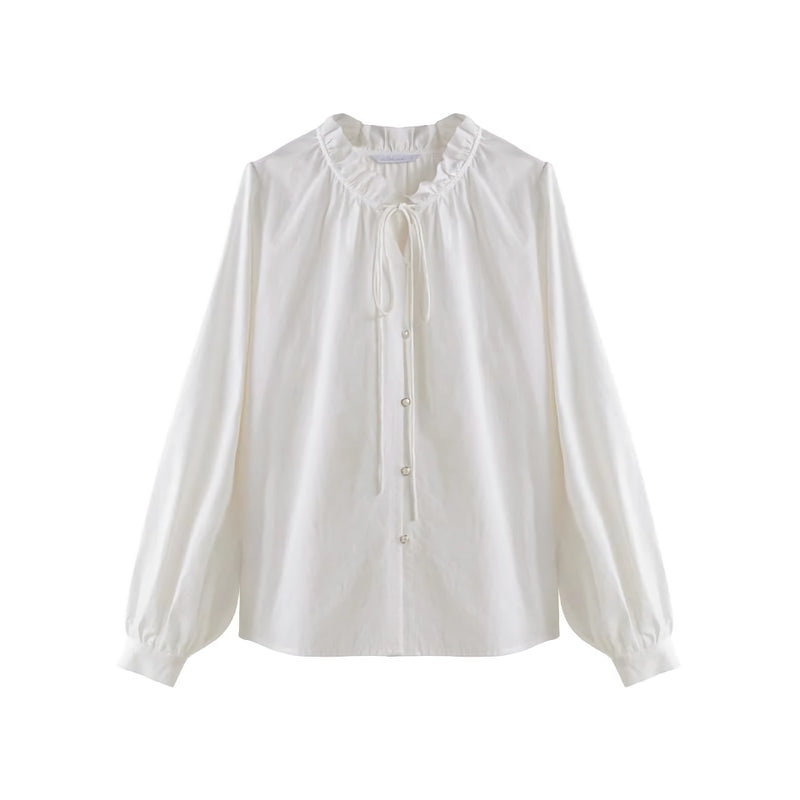 Elegant French Style Casual Puff Sleeve Shirt