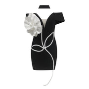 slim-fit flower tube top dress, view 5 - MRSLM