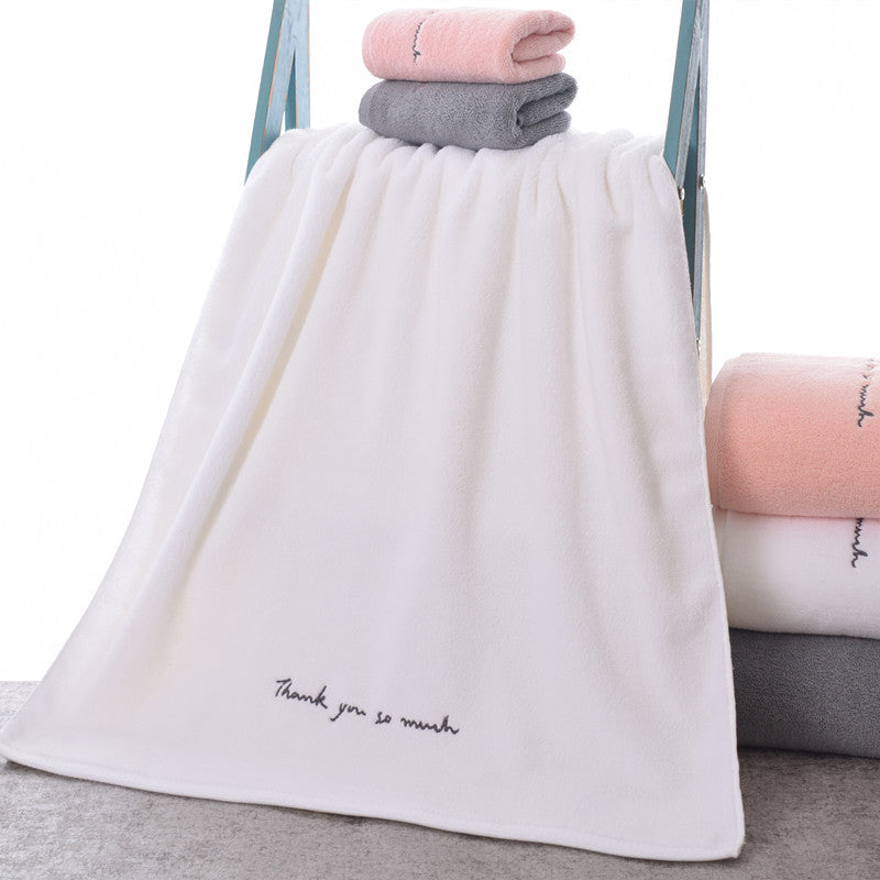 Large embroidered cotton bath towel, view 4 - MRSLM