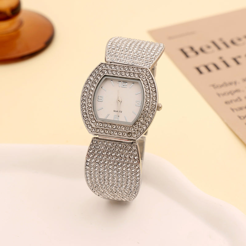 steel belt full diamond ladies quartz watch, view 3 - MRSLM