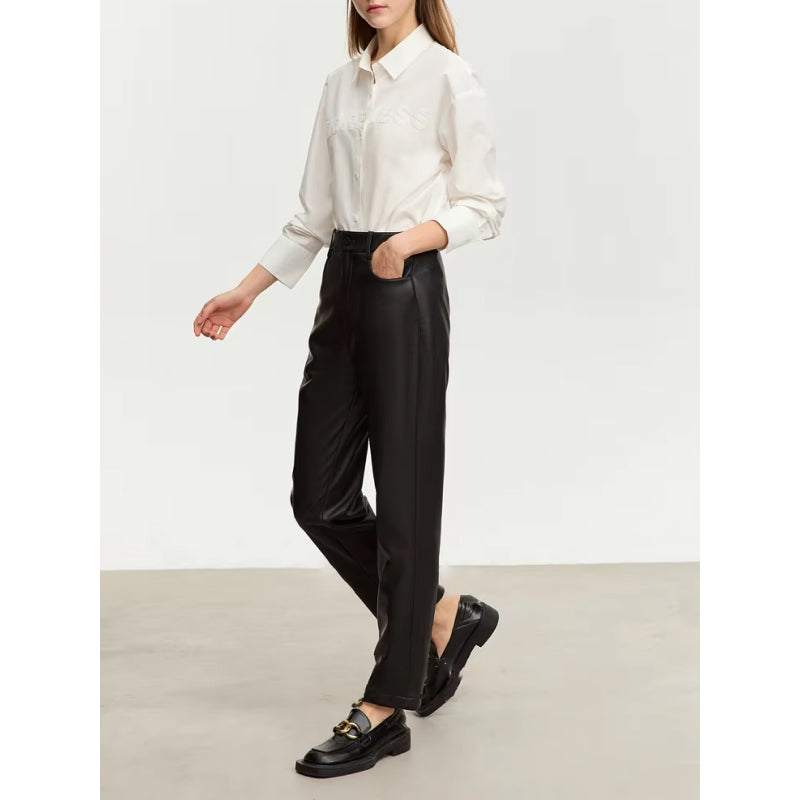 ankle-length pu leather pants, view 2 - MRSLM
