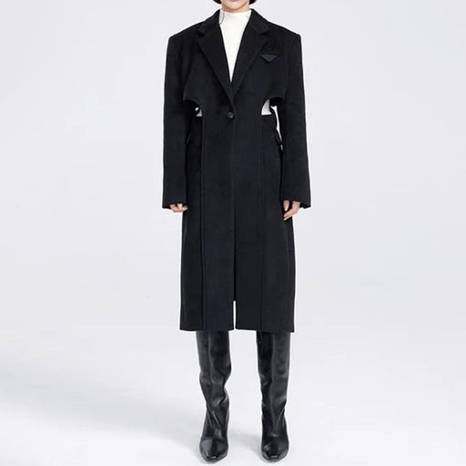 elegant overcoat with waist cut-out, view 2 - MRSLM