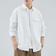 men's loose cotton shirt coat, view 2 - MRSLM