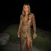slim-fit leopard print dress, view 4 - MRSLM