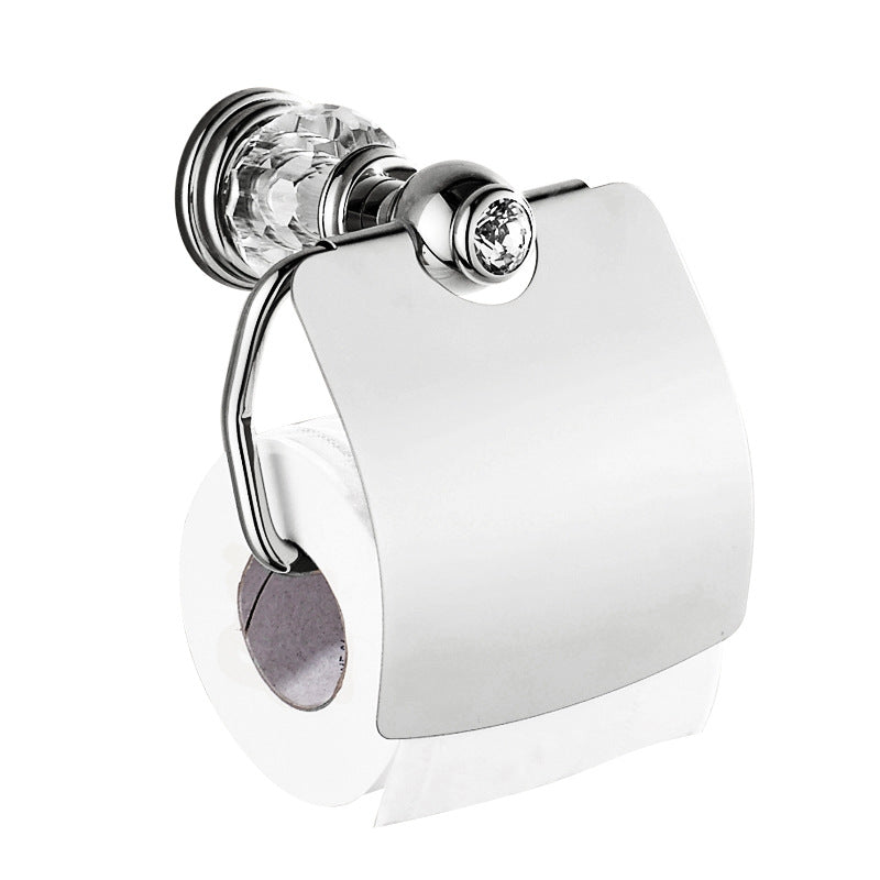 gold brass toilet paper holder with crystal, view 2 - MRSLM