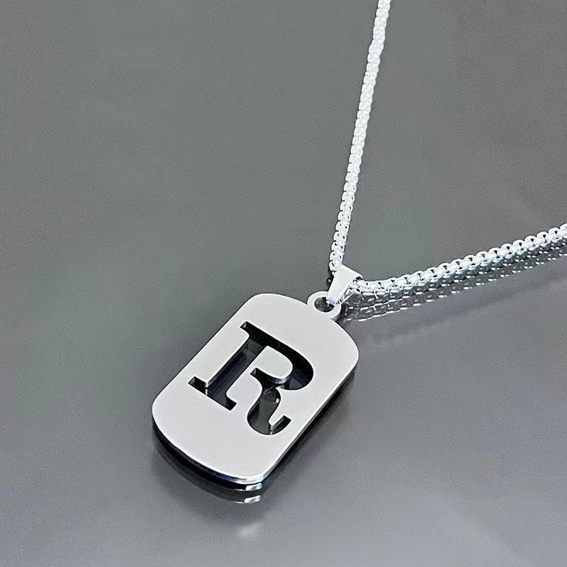 titanium steel letter necklace, view 23 - MRSLM