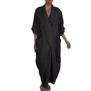 Women's linen V-neck dress with pockets, view 5 - MRSLM