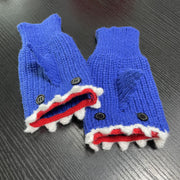 cartoon shark half finger knitted gloves, view 8 - MRSLM